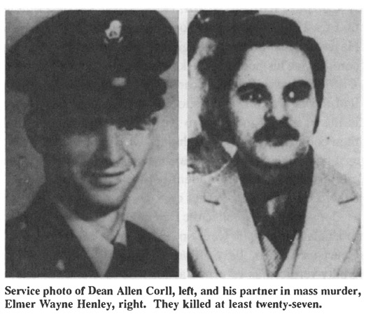 Service photo of Dean Allen Corll, left, and his partner in mass murder, Elmer Wayne Henley, right. They killed at least twenty-seven.