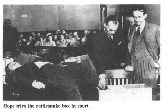 Hope tries the rattlesnake box in court.