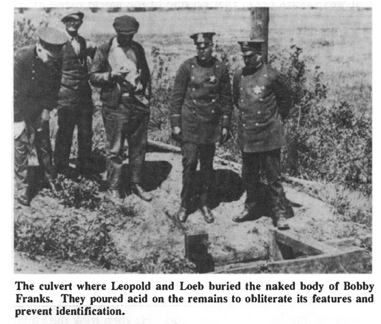 The culvert where Leopold and Loeb buried the naked body of Bobby Franks. They poured add on the remains to obliterate its features and prevent identification.