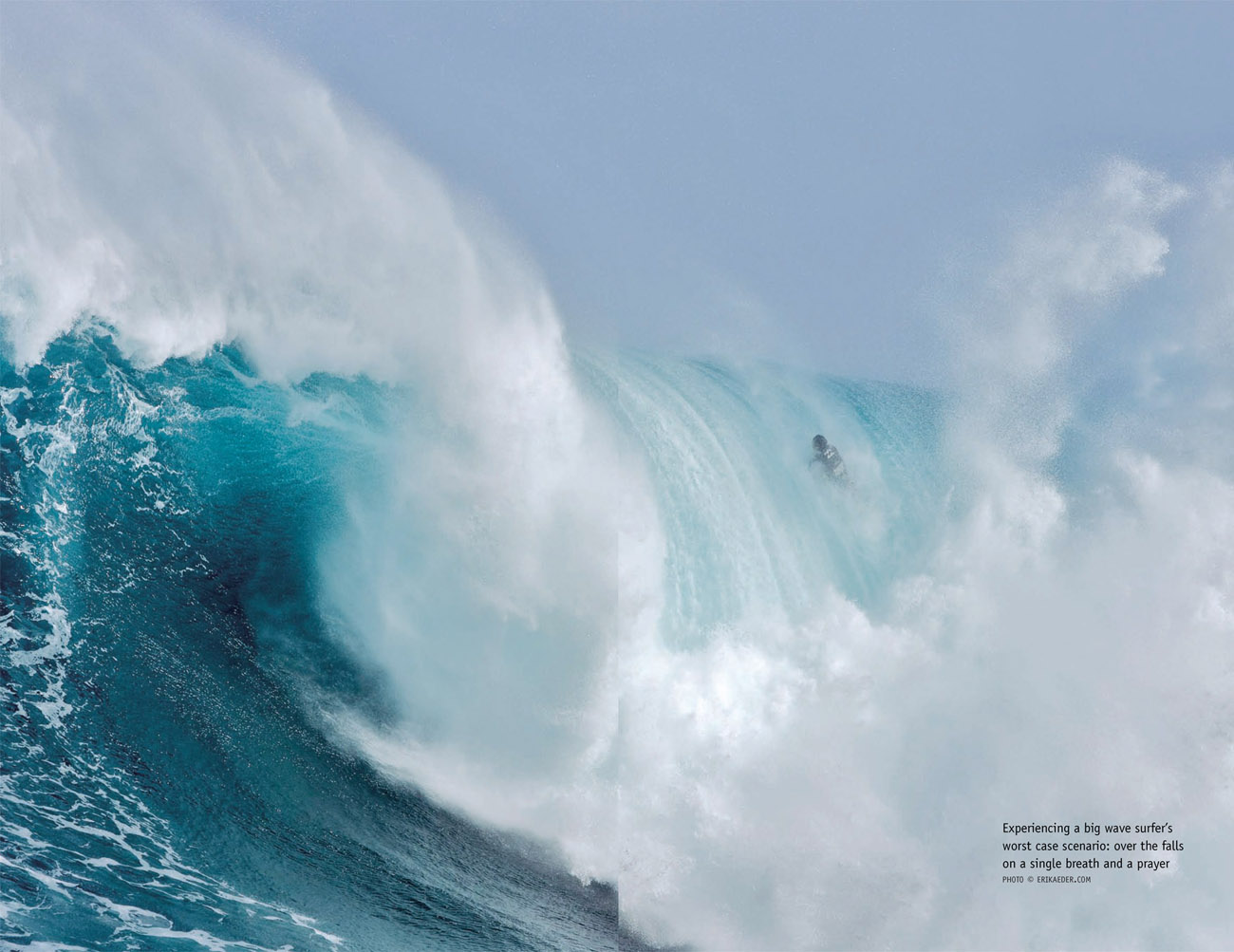 Experiencing a big wave surfer’s worst case scenario: over the falls on a single breath and a prayer PHOTO © ERIKAEDER.COM