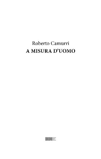 Immagine del frontespizio. Roberto Camurri. A misura d'uomo. Enne Enne Editore.