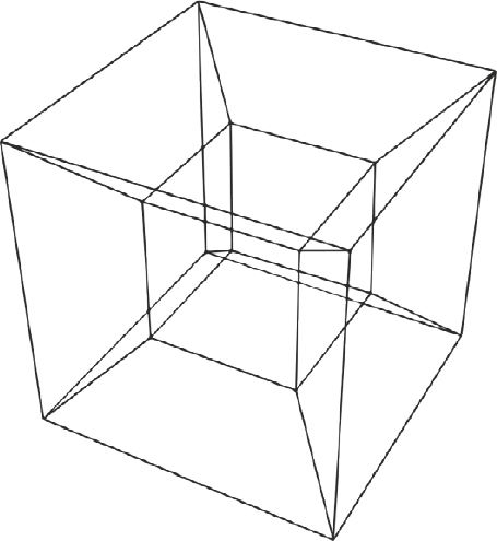 Rappresentazione tridimensionale di un cubo quadridimensionale: ipercubo