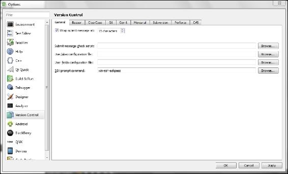 Integrating Qt Creator with version control systems