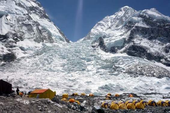 A majestic-looking Khumbu Icefall from Everest Base Camp