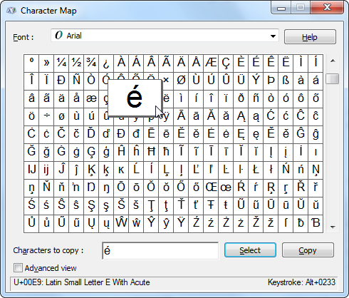 Charmap gives you a comprehensive list of special characters you can copy and paste into any program. Just double-click each character you want, and click the Copy button once you’ve chosen everything you need. When you paste these characters into another program, you’ll get the actual character, Unicode-style, not the cryptic character entity.