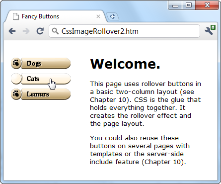A page with fancy rollover buttons.