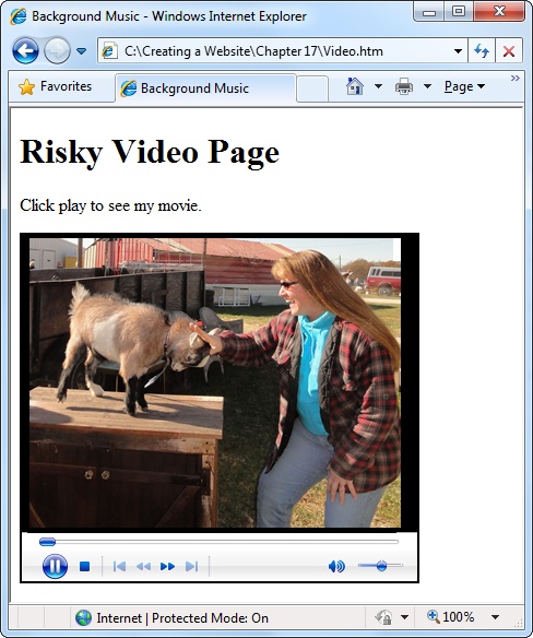 You can add a video window to your web page almost as easily as you can add basic audio playback. If you don’t specify a fixed size, the window automatically adjusts to the dimensions of your video.