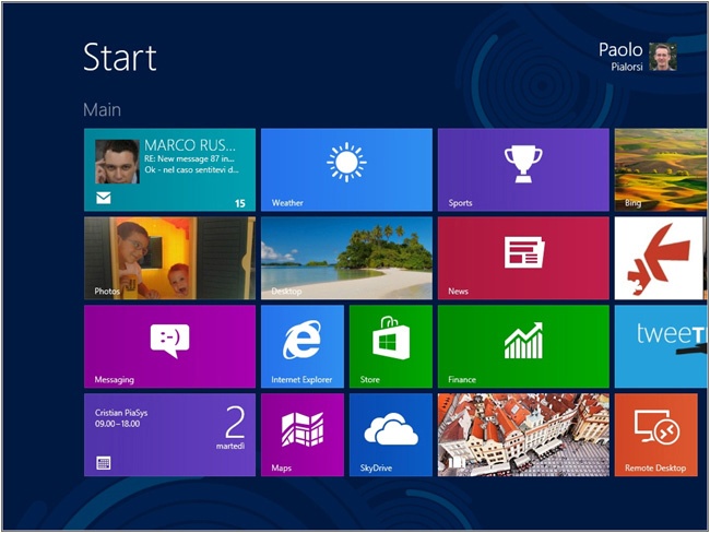 The new Windows Start screen.