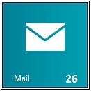 The Mail App tile after clicking the Smaller command on the App Bar.