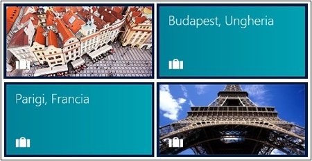 The Bing Travel App tile assuming four different states.