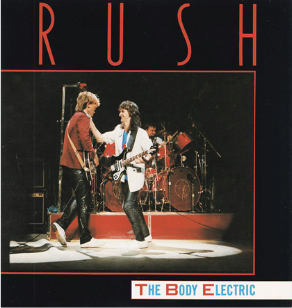 The sleeve for the single 'The Body Electric.' It features a full-colour photograph from one of RUSH's live performances.