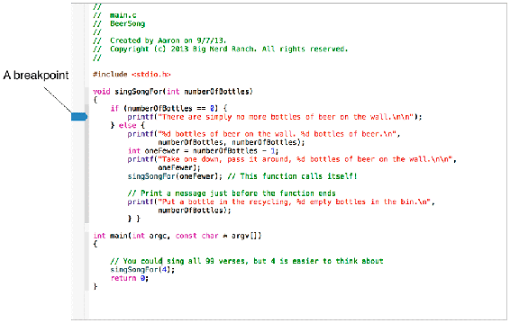 Setting a breakpoint