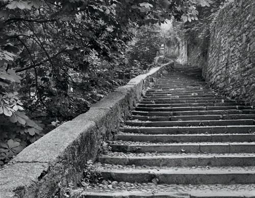 Stairway to Cittá Alta, Bergamo, Italy