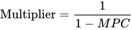 Multiplier equals one divided by one minus cap m times cap p times cap c