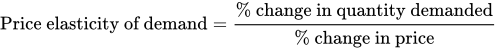 Price elasticity of demand equals percent change in quantity demanded divided by percent change in price