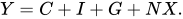 cap y equals sum with 4 summands cap c plus cap i plus cap g plus cap n times cap x full stop