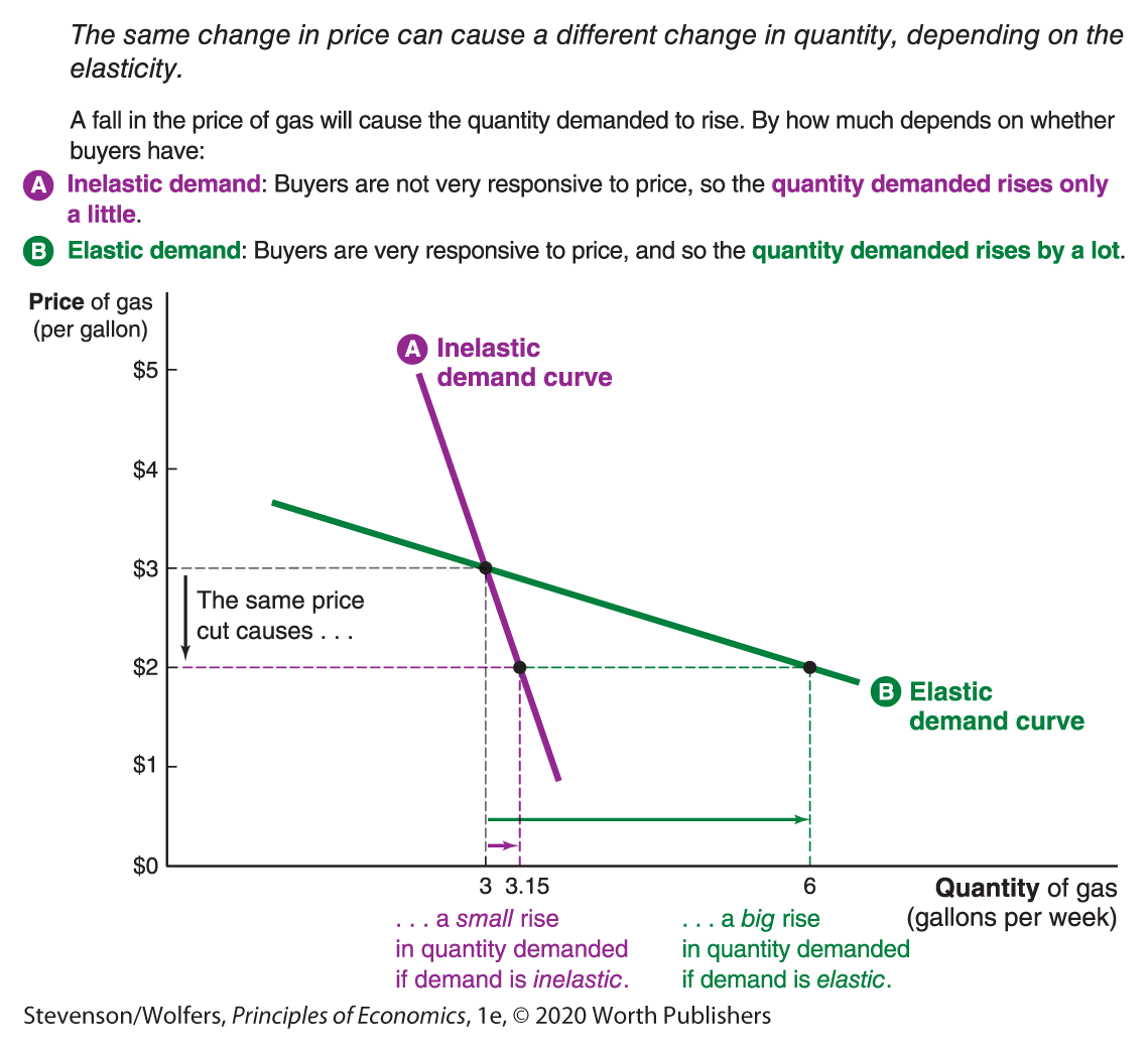 A graph illustrates price elasticity of demand. 