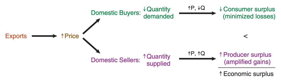 A flow diagram explains the effect of imports. 