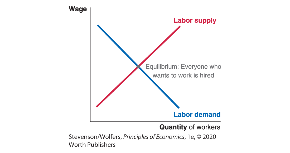 A graph shows the equilibrium point by plotting Labor supply and Labor demand.