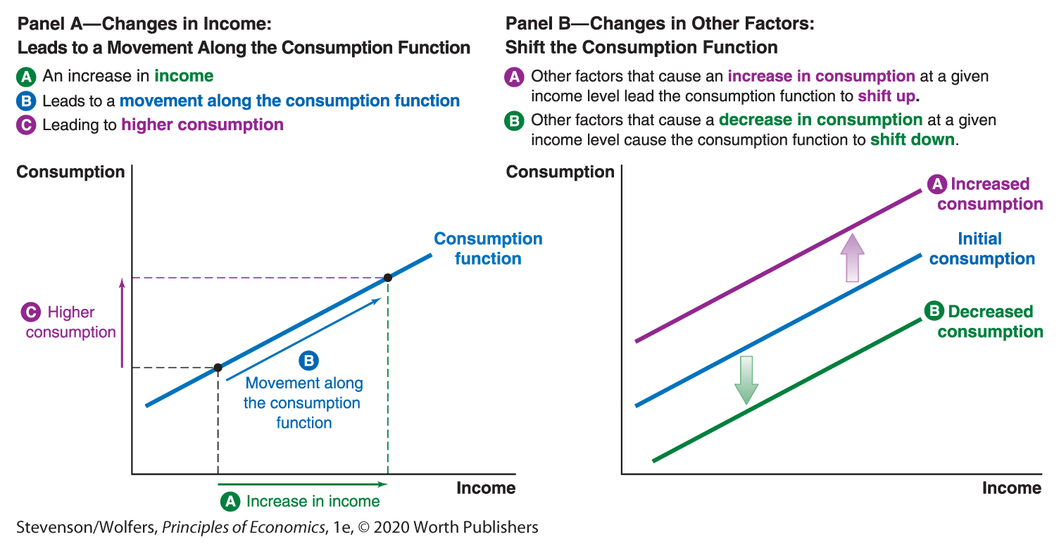 Two graphs depict the changes in the Consumption Function.