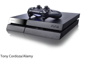 A photo of a PlayStation 4 video game console. 