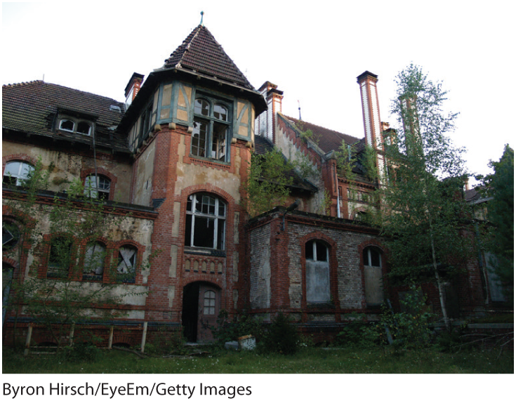 A photo shows a haunted house.