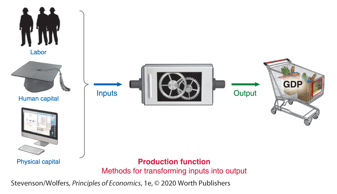 A flow diagram illustrates Production function.