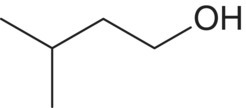 Structural formula of 3‐methyl‐1‐butanol (isoamyl alcohol)c.