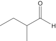 Structural formula of 2-methylbutanal.