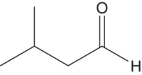 Structural formula of 3-methylbutanal (isovaleraldehyde).