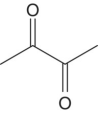 Structural formula of diacetyl.