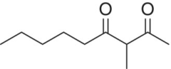 Structural formula of 3-methyl-2,4-nonanedione.