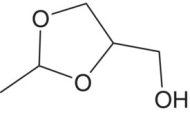 Structural formula of 2-methyl-4-hydroxymethyldioxolane.