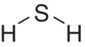 Structural formula of hydrogen sulfide.