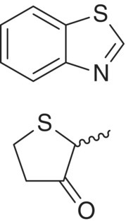 Structural formula of dimethyl disulfide (DMDS).