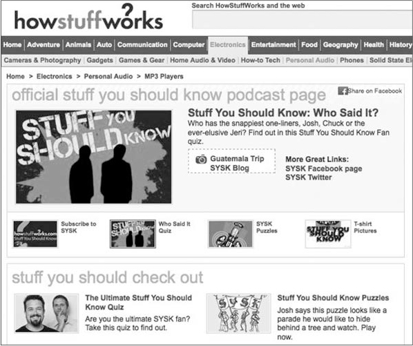 A screenshot shows Josh and Chuck representing geekdom for HowStuffWorks.