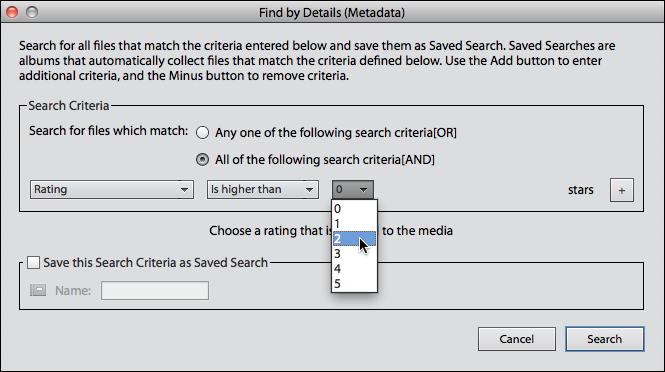 <strong>Figure 53:</strong> Choosing a star rating in the Elements Organizer.