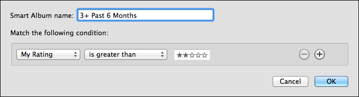 <strong>Figure 51:</strong> To choose three stars and higher, you must specify a rating <em>greater than</em> two stars.