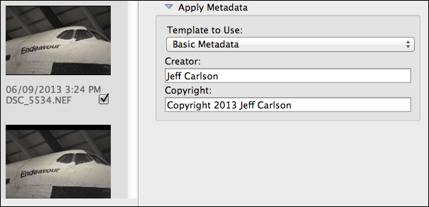 <strong>Figure 7:</strong> Photoshop Elements offers very little option to apply metadata at import.