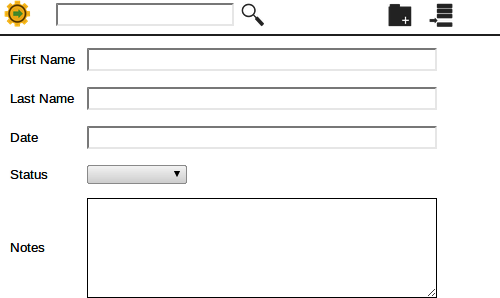 The Create Record form is the same as the Edit form, but no record has been inserted