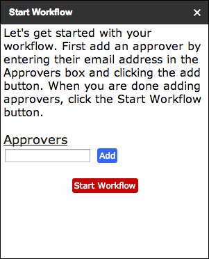 The Start Workflow UI