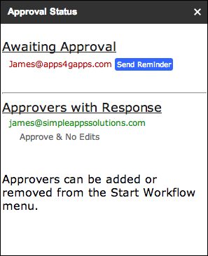 The Approval Status dashboard