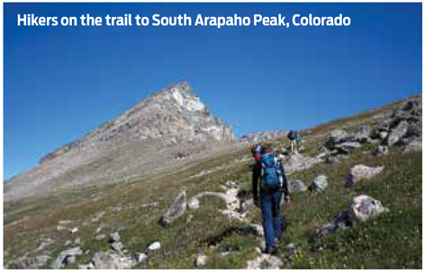 Hikers on the trail to South Arapaho Peak, Colorado