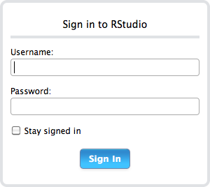 Login screen for the server version of RStudio