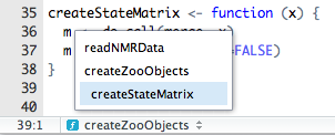 The function pop up allows you to quickly navigate to a function in a file containing many functions