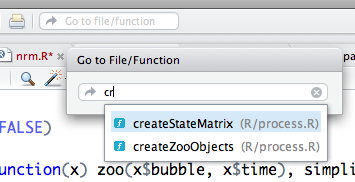 Floating “Go To File/Function…” textbox positioned under the main toolbar’s textbox, to quickly navigate among files and functions