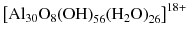 
$$ {\left[{\mathrm{Al}}_{30}{\mathrm{O}}_8{\left(\mathrm{O}\mathrm{H}\right)}_{56}{\left({\mathrm{H}}_2\mathrm{O}\right)}_{26}\right]}^{18+} $$
