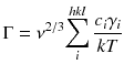 
$$ \Gamma ={\nu}^{2/3}{\displaystyle \sum_i^{hkl}\frac{c_i{\gamma}_i}{kT}} $$
