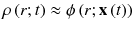 
$$\rho \left (r;t\right ) \approx \phi \left (r;\mathbf{x}\left (t\right )\right )$$
