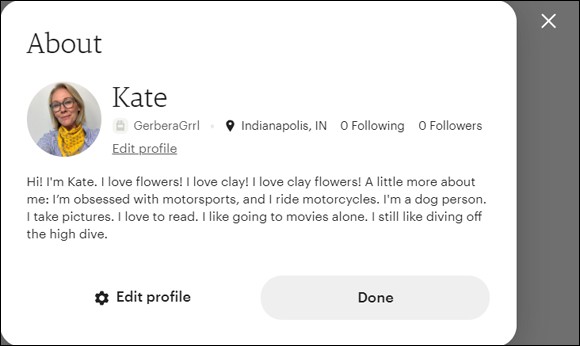 Snapshot of Preview your profile.